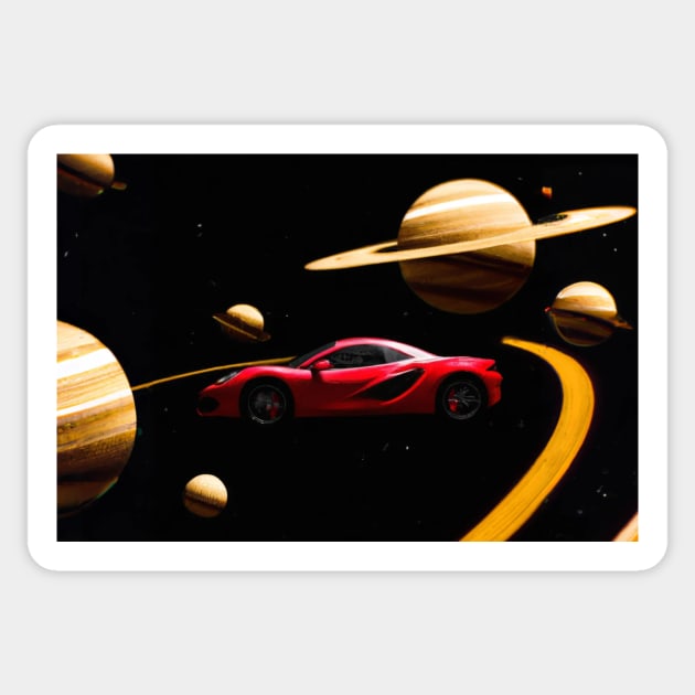 Ferrari 488 in Saturn Sticker by SpaceCars